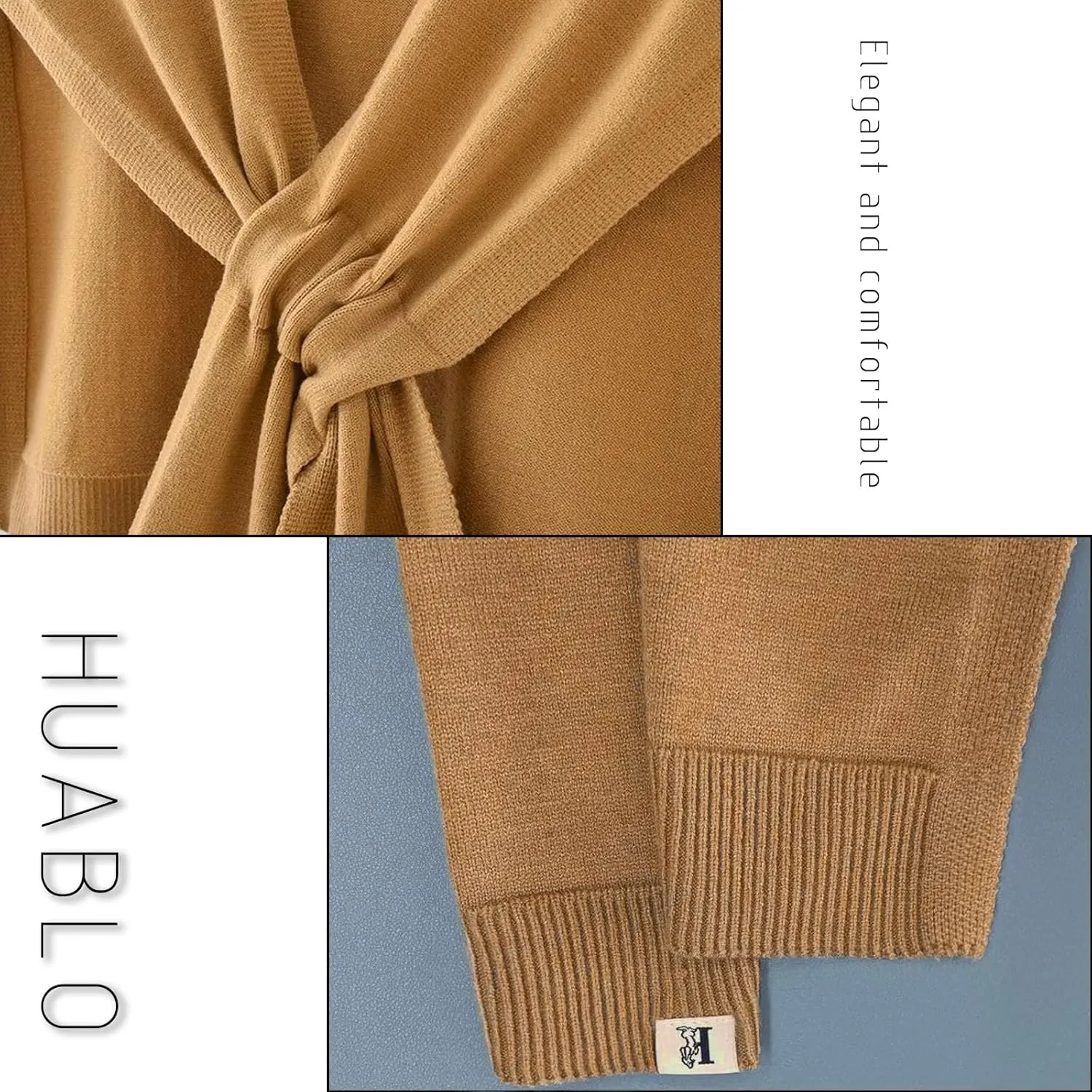 Women's Fashion Knitted Shawl - Khaki Sweater Shawl for Air-Conditioned Rooms