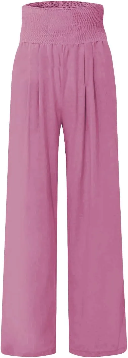 Women's Fashion Loose Casual Buttoned Wide Leg Dressy Loose Fit Pants