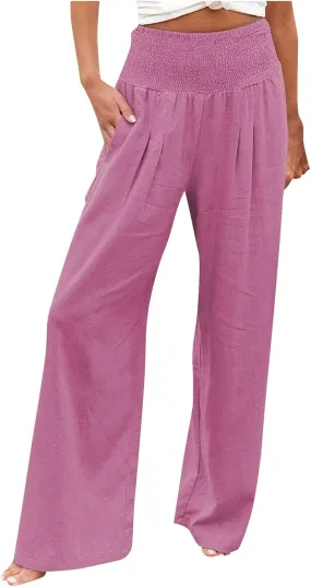 Women's Fashion Loose Casual Buttoned Wide Leg Dressy Loose Fit Pants