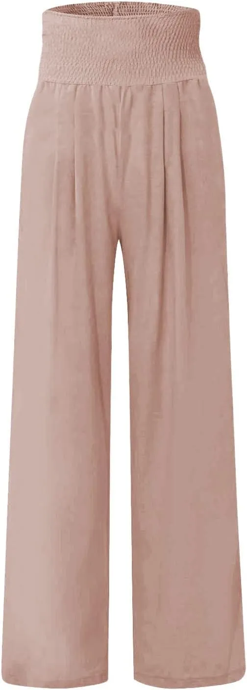 Women's Fashion Loose Casual Buttoned Wide Leg Dressy Loose Fit Pants