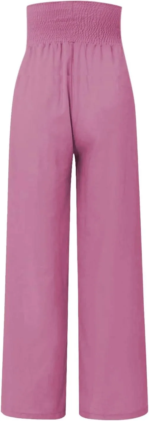 Women's Fashion Loose Casual Buttoned Wide Leg Dressy Loose Fit Pants