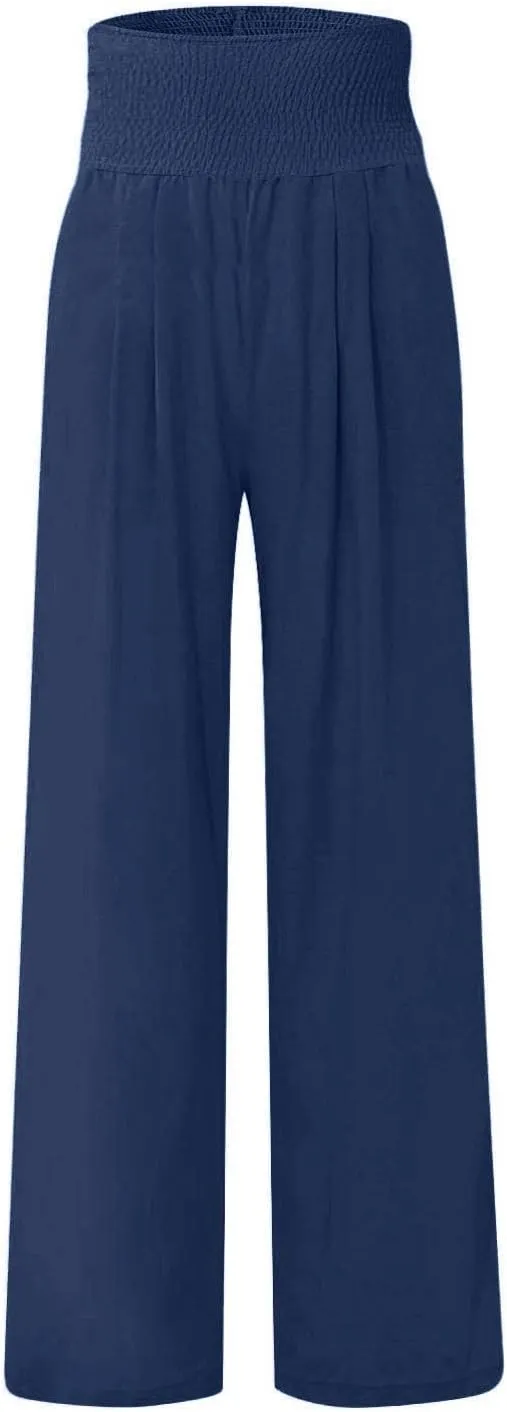 Women's Fashion Loose Casual Buttoned Wide Leg Dressy Loose Fit Pants