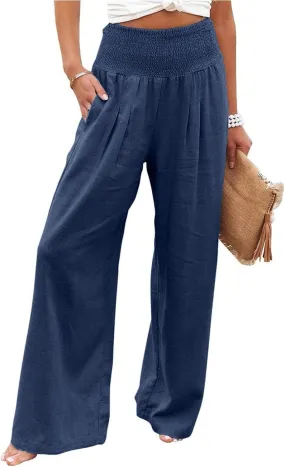 Women's Fashion Loose Casual Buttoned Wide Leg Dressy Loose Fit Pants