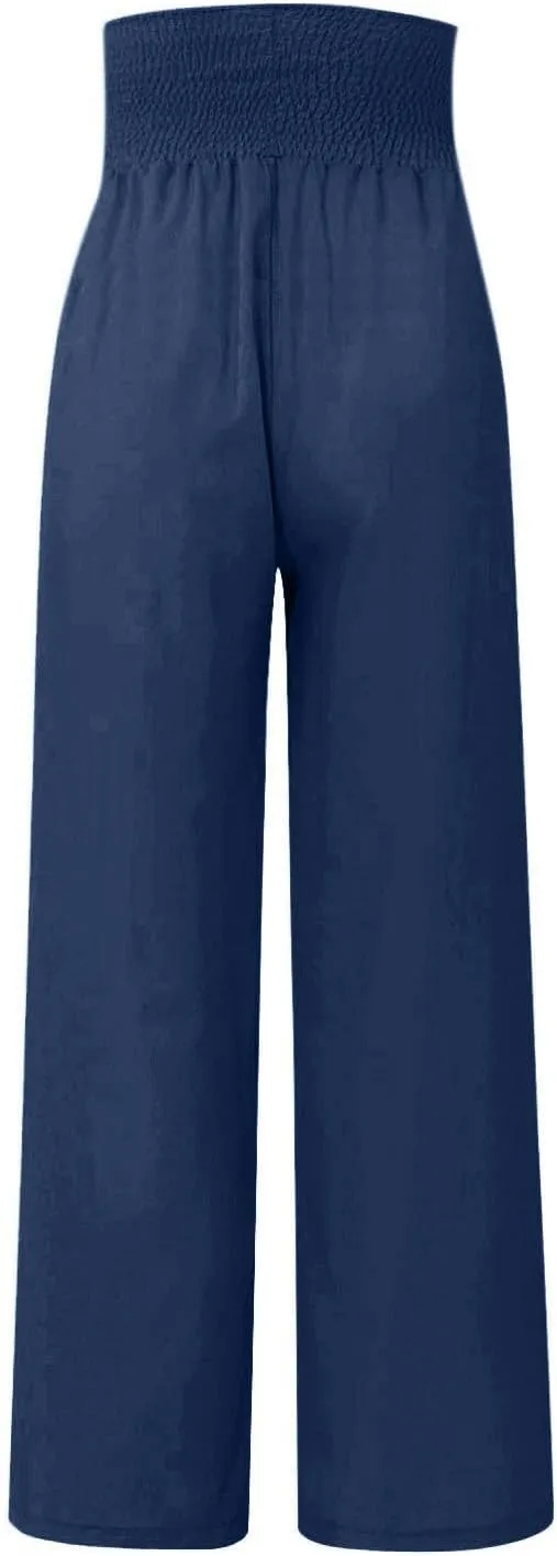 Women's Fashion Loose Casual Buttoned Wide Leg Dressy Loose Fit Pants