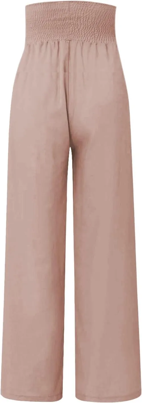 Women's Fashion Loose Casual Buttoned Wide Leg Dressy Loose Fit Pants