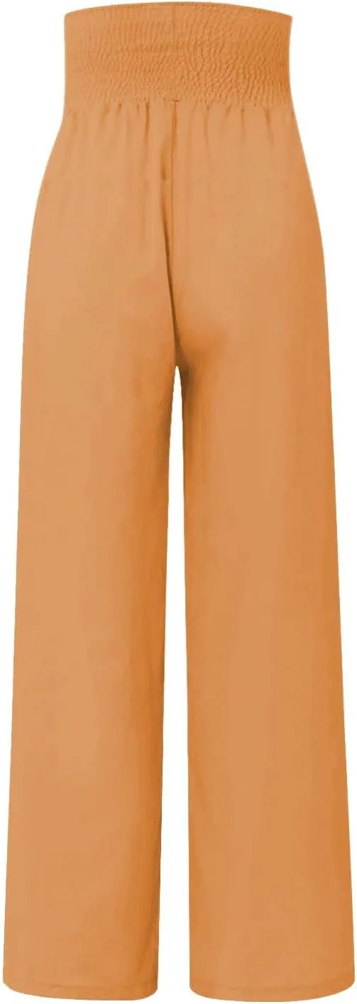 Women's Fashion Loose Casual Buttoned Wide Leg Dressy Loose Fit Pants