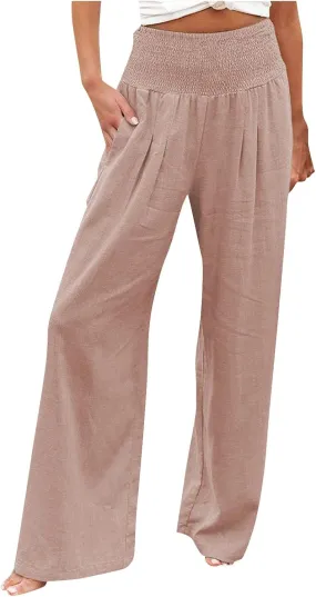 Women's Fashion Loose Casual Buttoned Wide Leg Dressy Loose Fit Pants