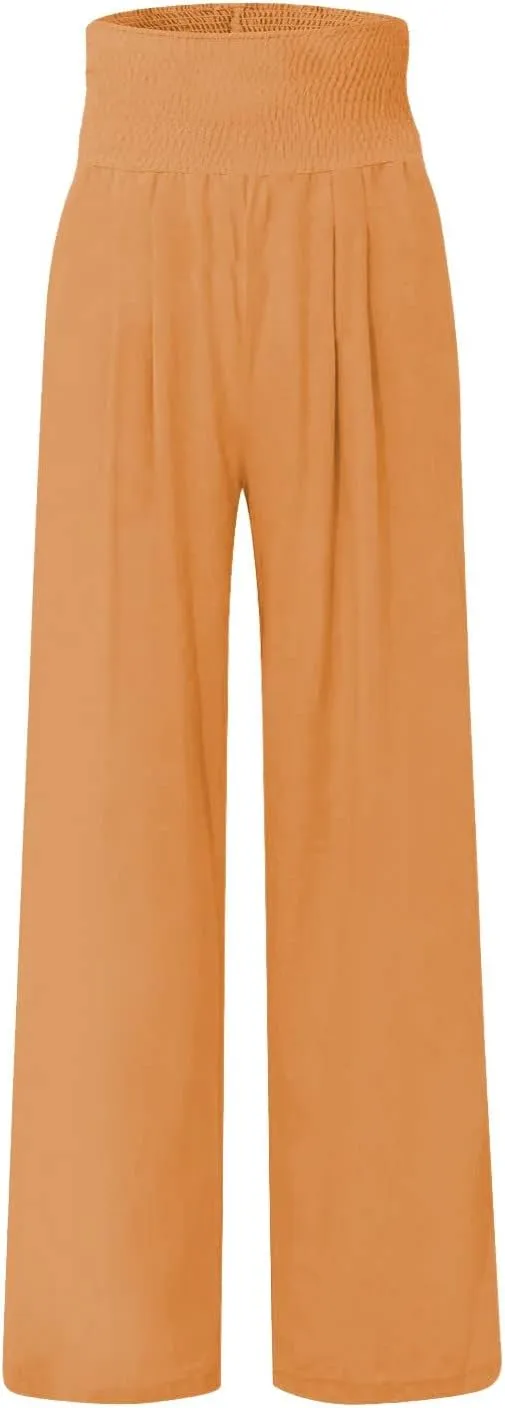 Women's Fashion Loose Casual Buttoned Wide Leg Dressy Loose Fit Pants