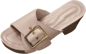 Womens Heels Comfortable Dressy Wedges Open Toe Buckle Strap Slides Chunky Block High Heel Platform Sandals Slip-On