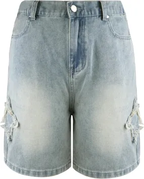 Womens Jean Shorts Womens Star High Waisted Cargo Denim Shorts for Women Trendy