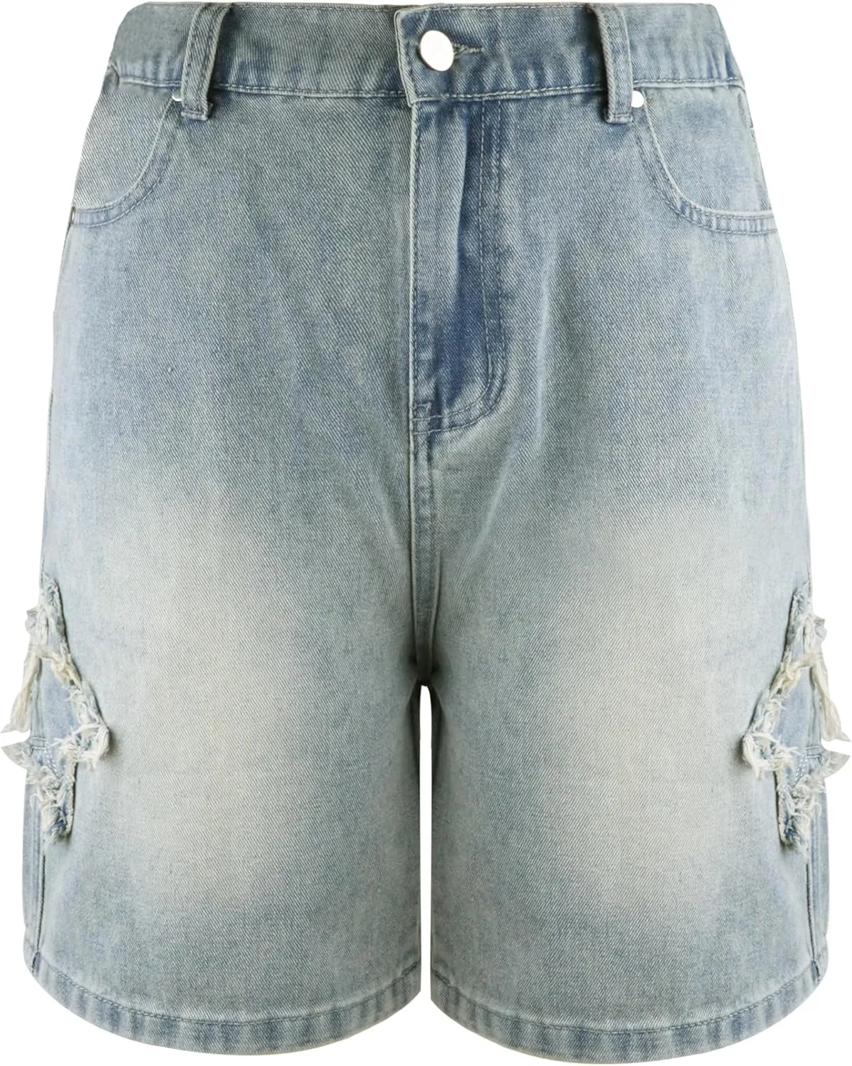 Womens Jean Shorts Womens Star High Waisted Cargo Denim Shorts for Women Trendy