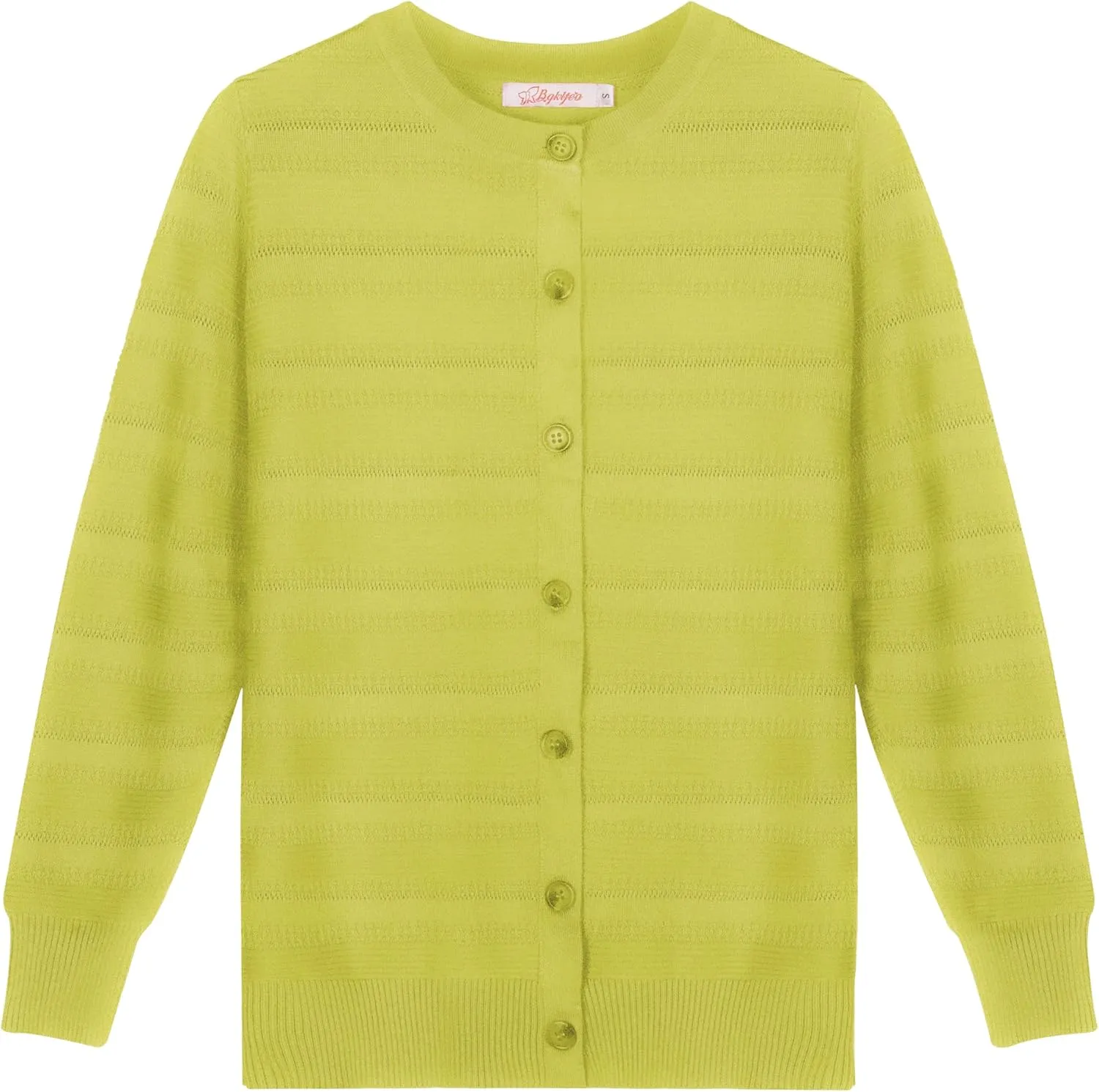 Women's Lightweight Crew Neck Button Down Long Sleeve Cardigan Knit Open Front Sweater