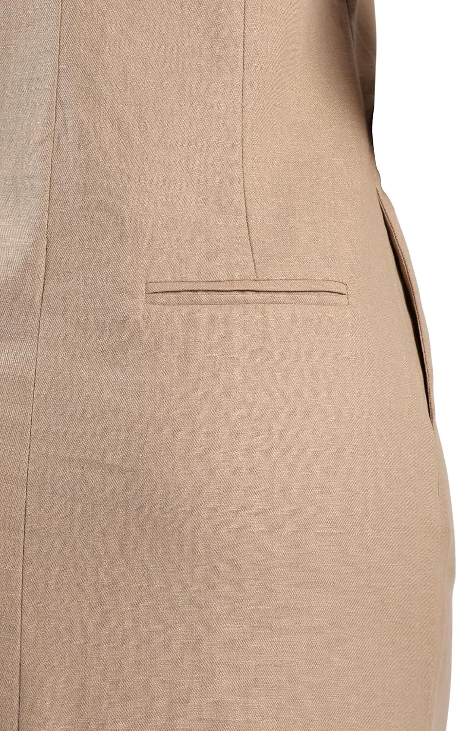 Women's Linen Cotton Dress V Neck Slit Hem with Hidden Pockets Casual Maxi Dress