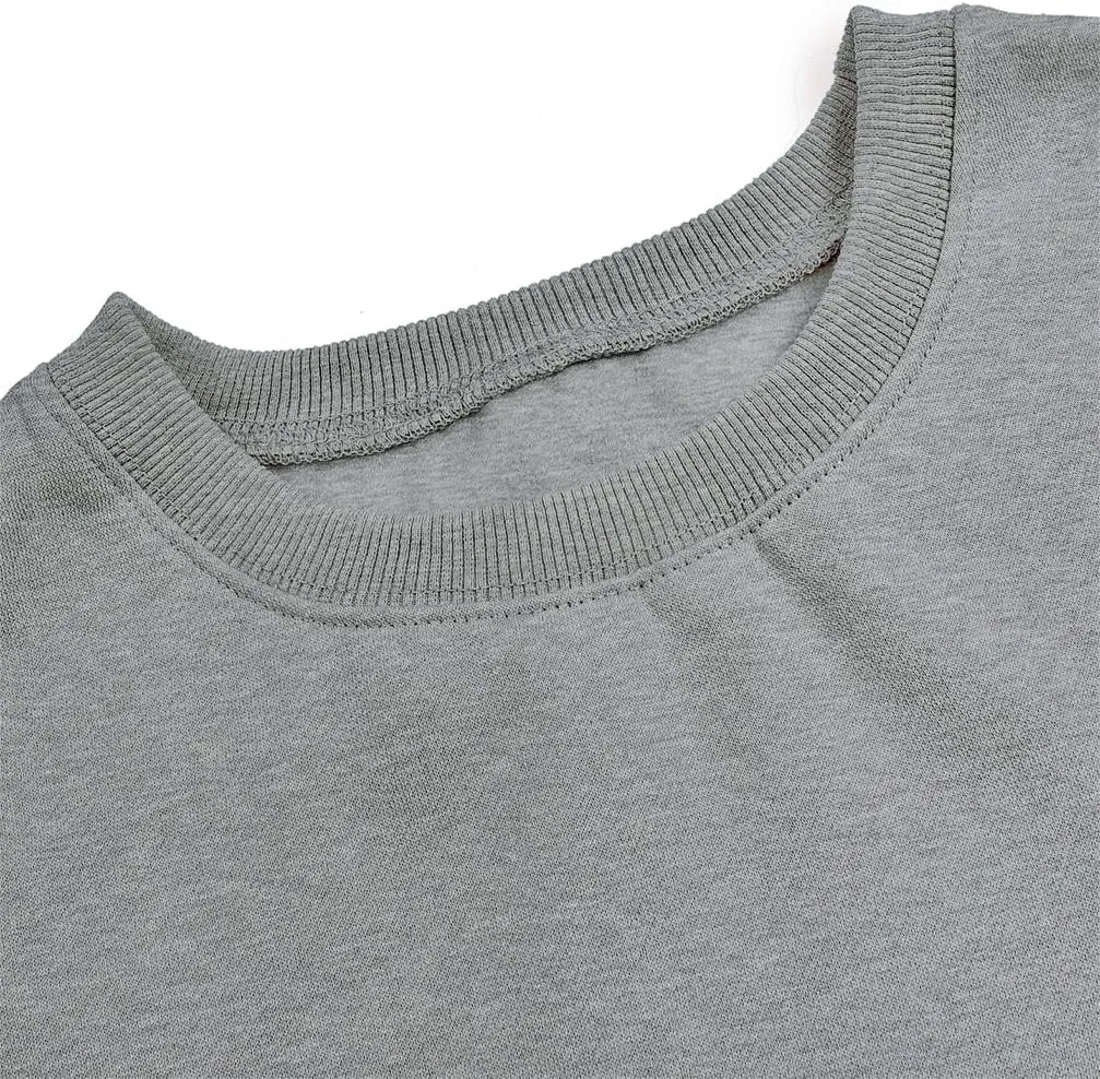Women's Long Sleeve Round Neck Cropped Sweatshirts Cute Loose Fit Pullover Tops