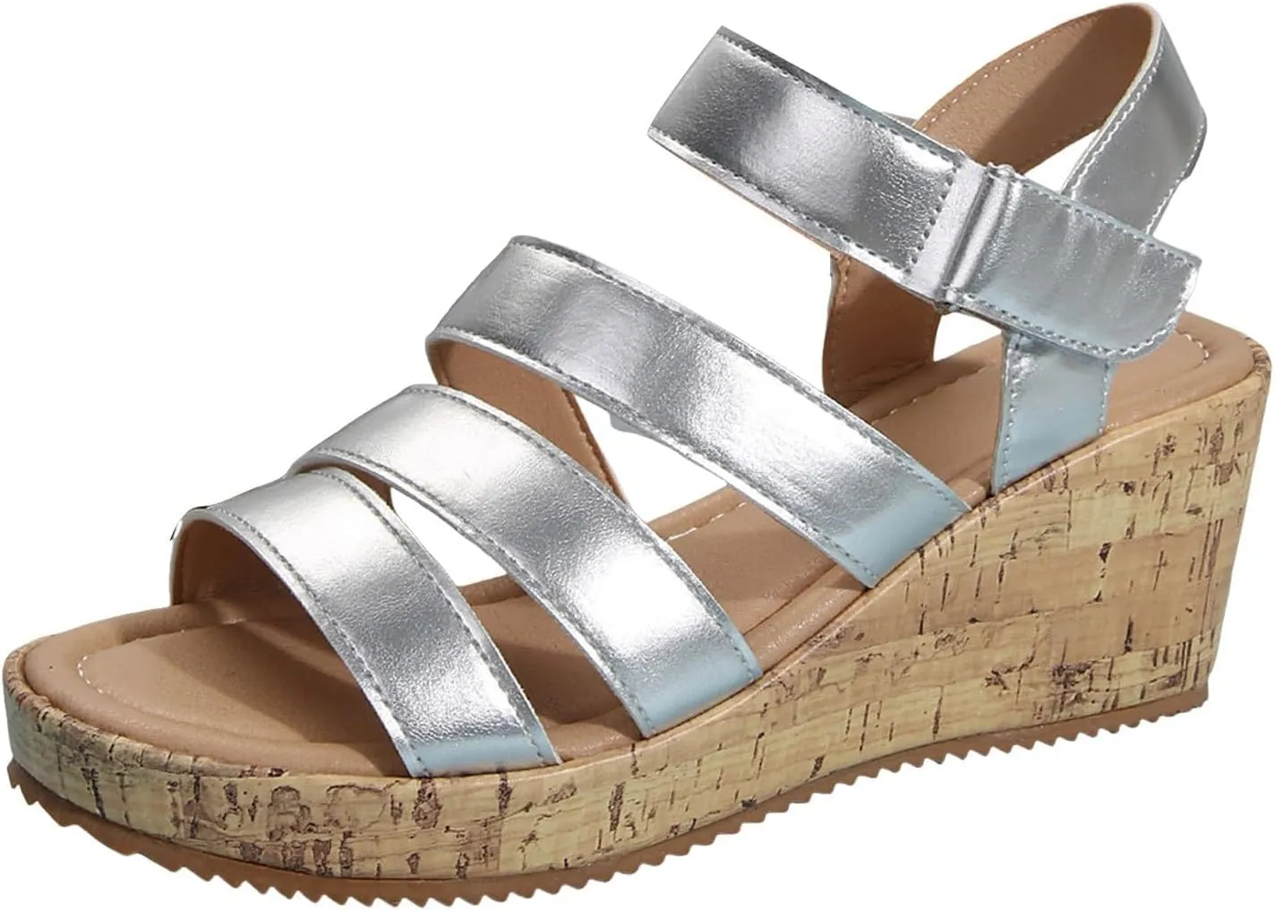 Womens Open Toe Sandals Comfortable Summer Wedge Shoes Non-Slip Ankle Strap Buckle Wedge Sandals Beach Shoes