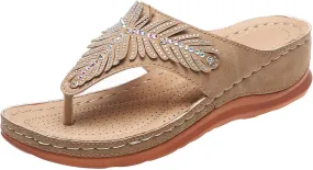Womens Orthopedic Sandals Casual Clip Toe Flip Flops with Arch Support Breathable Dressy Wedge Sandals Shoes