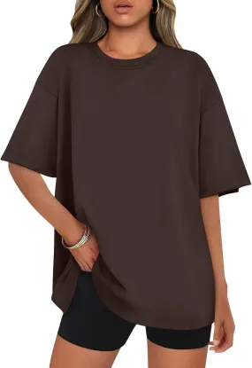 Womens Oversized T Shirts Cotton Loose Fit Short Sleeve Tee Crewneck Workout Summer Tops Fashion Clothes 2025