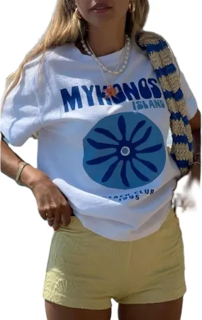 Womens Oversized Vintage Flower Graphic Tees Tops Y2k California Aesthetic Baggy T-Shirts Fruit Coastal Summer