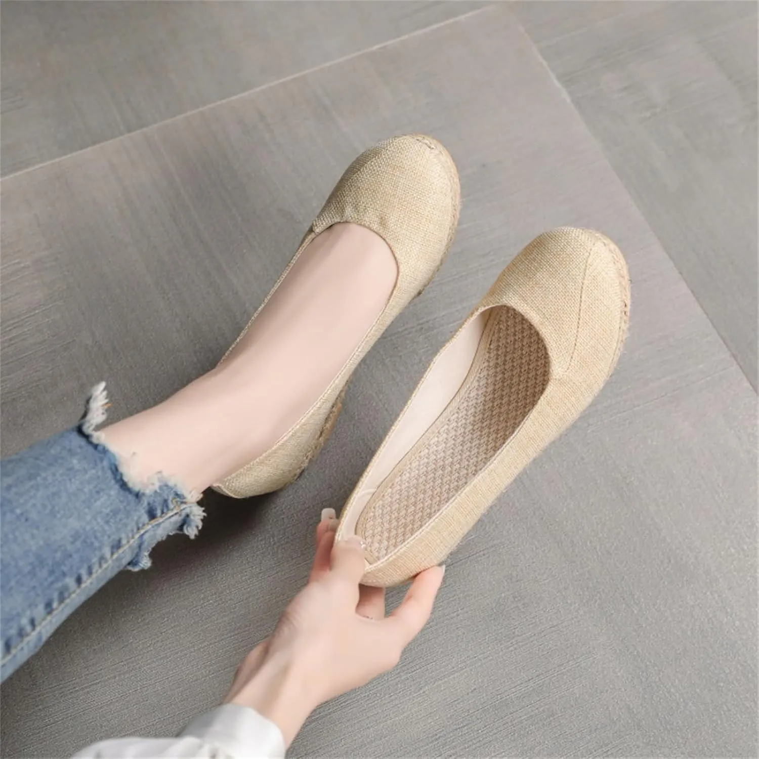 Womens Platform Espadrilles Wedge Slip On Closed Round Toe Sandals Casual Dressy Summer Platform Shoes Wedge Pumps Shoes
