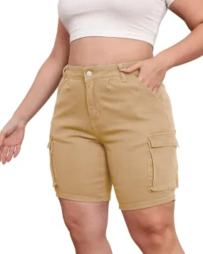 Womens Plus Size Jean Shorts Stretchy Cargo Bermuda Shorts High Waisted Y2k Denim Shorts