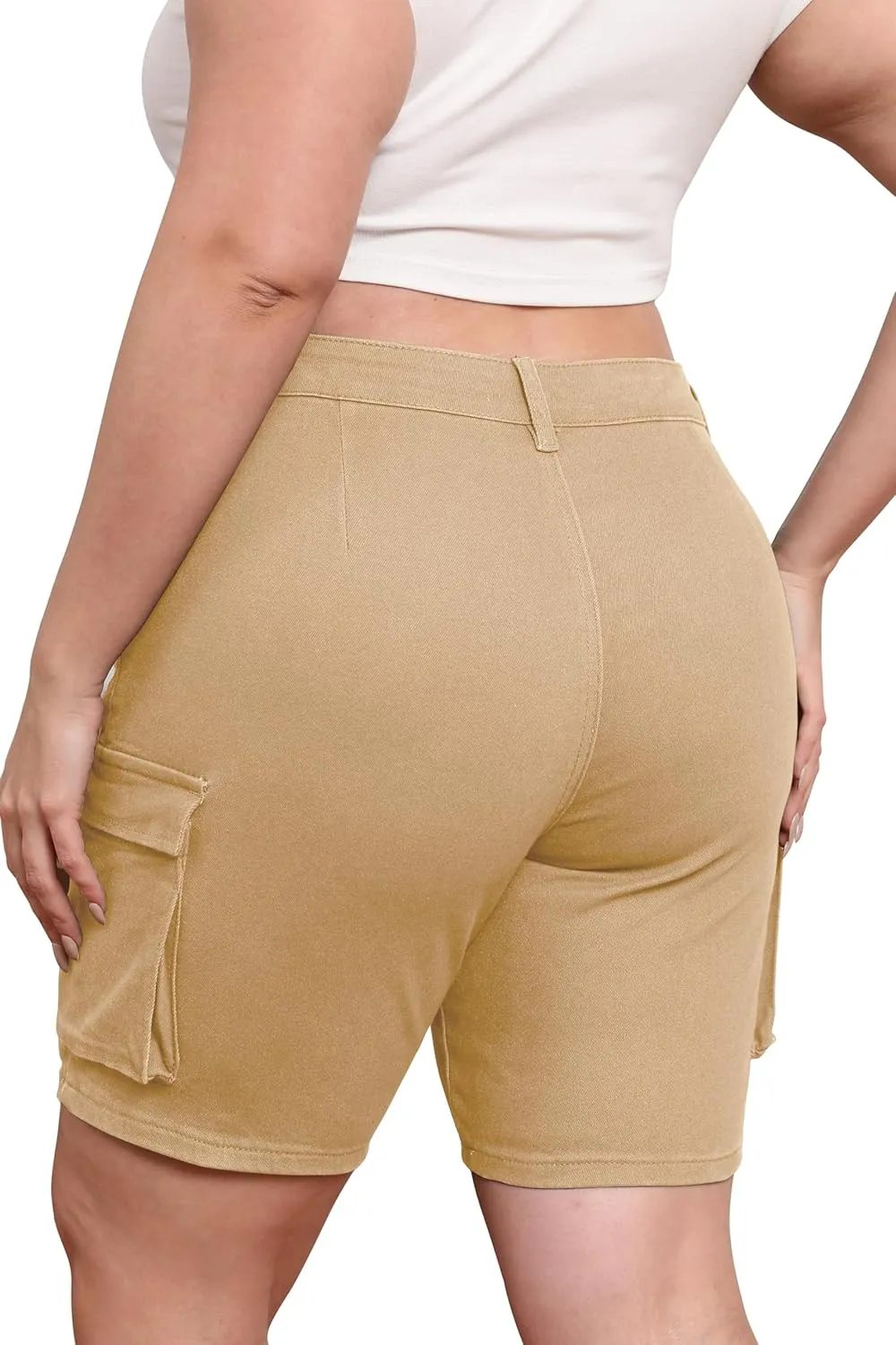 Womens Plus Size Jean Shorts Stretchy Cargo Bermuda Shorts High Waisted Y2k Denim Shorts