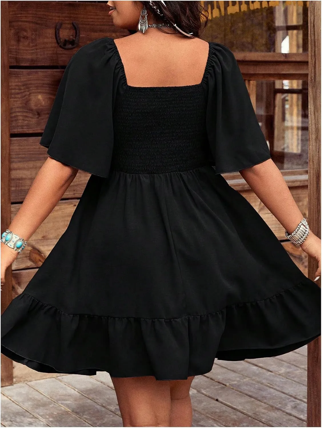 Women's Plus Size Western Dress Floral Embroidered Cowgirl Dresses Country Mini Summer Dress