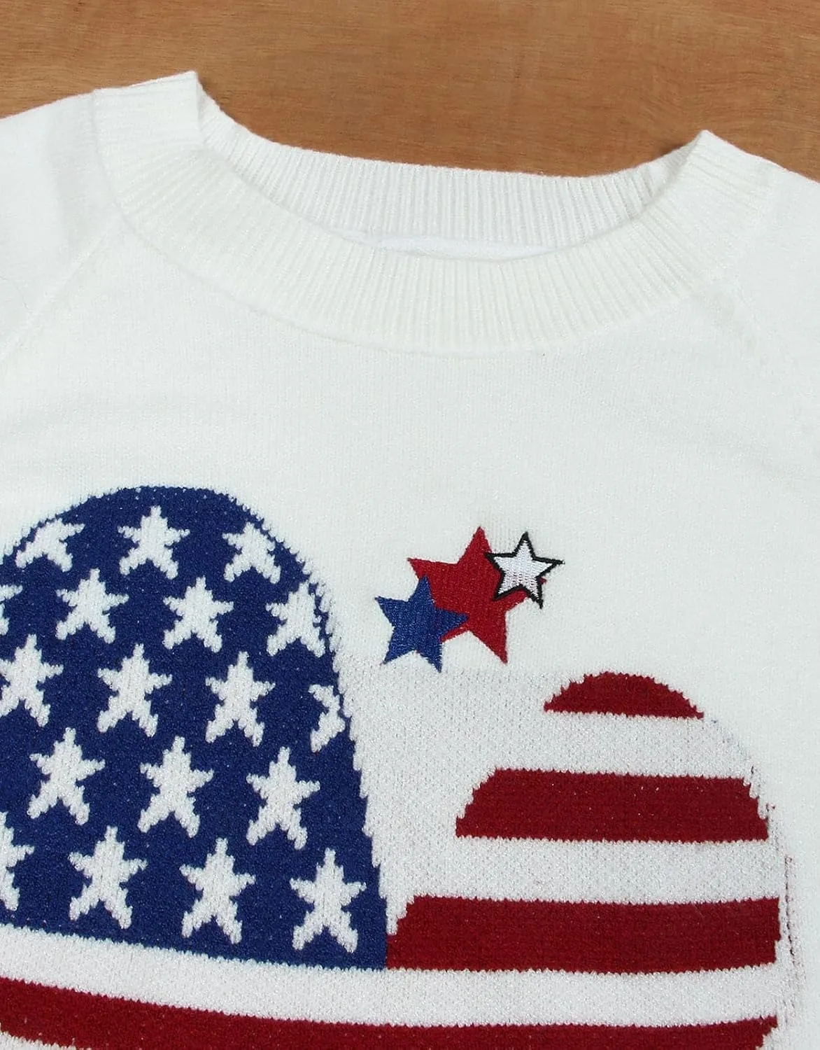 Women's Pullover Sweaters Long Sleeve Front Ribbed Knitted Cute Heart Sweater