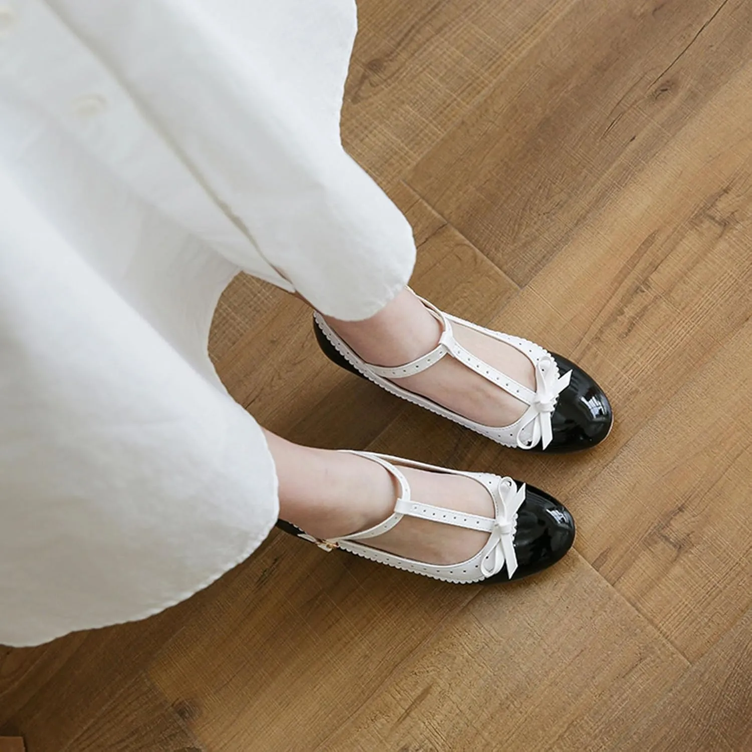 Womens Rockabilly Shoes T-Strap Mary Jane Block High Heel Closed Toe Pumps