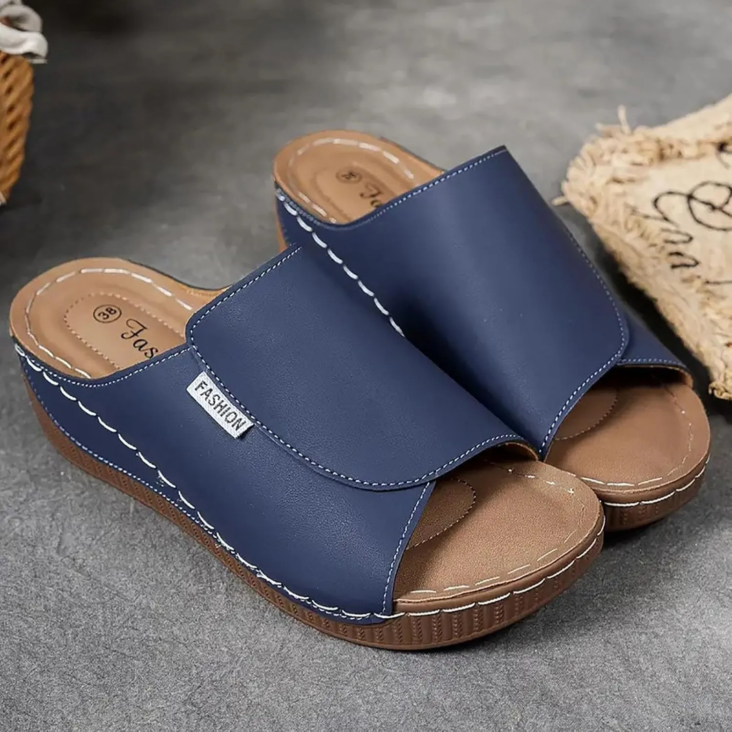 Womens Sandals Orthopedic Dressy Summer Platform Comfy Flip Wedge Sandals with Arch Support Walking Slip On Slides
