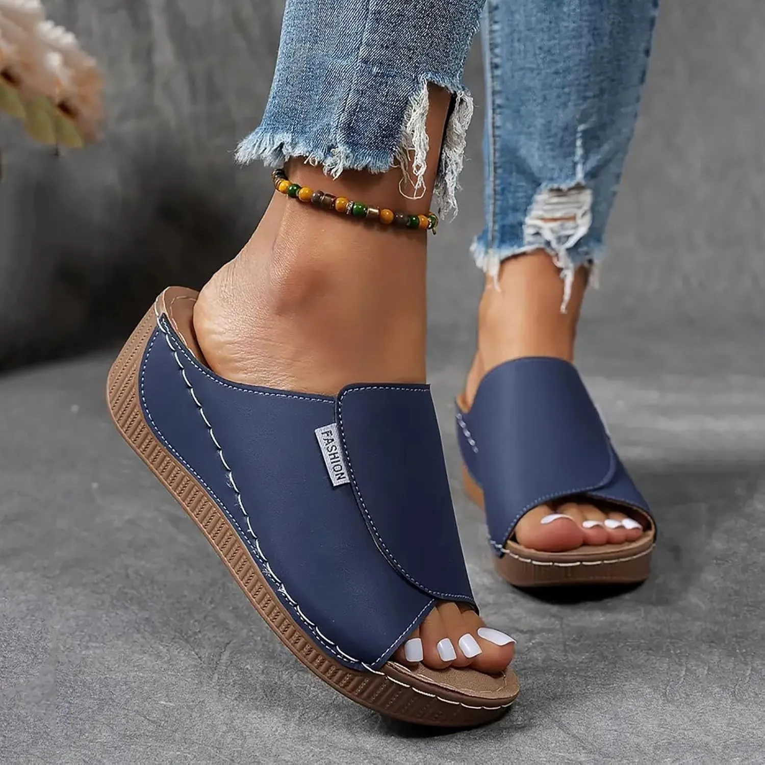 Womens Sandals Orthopedic Dressy Summer Platform Comfy Flip Wedge Sandals with Arch Support Walking Slip On Slides