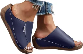 Womens Sandals Orthopedic Dressy Summer Platform Comfy Flip Wedge Sandals with Arch Support Walking Slip On Slides