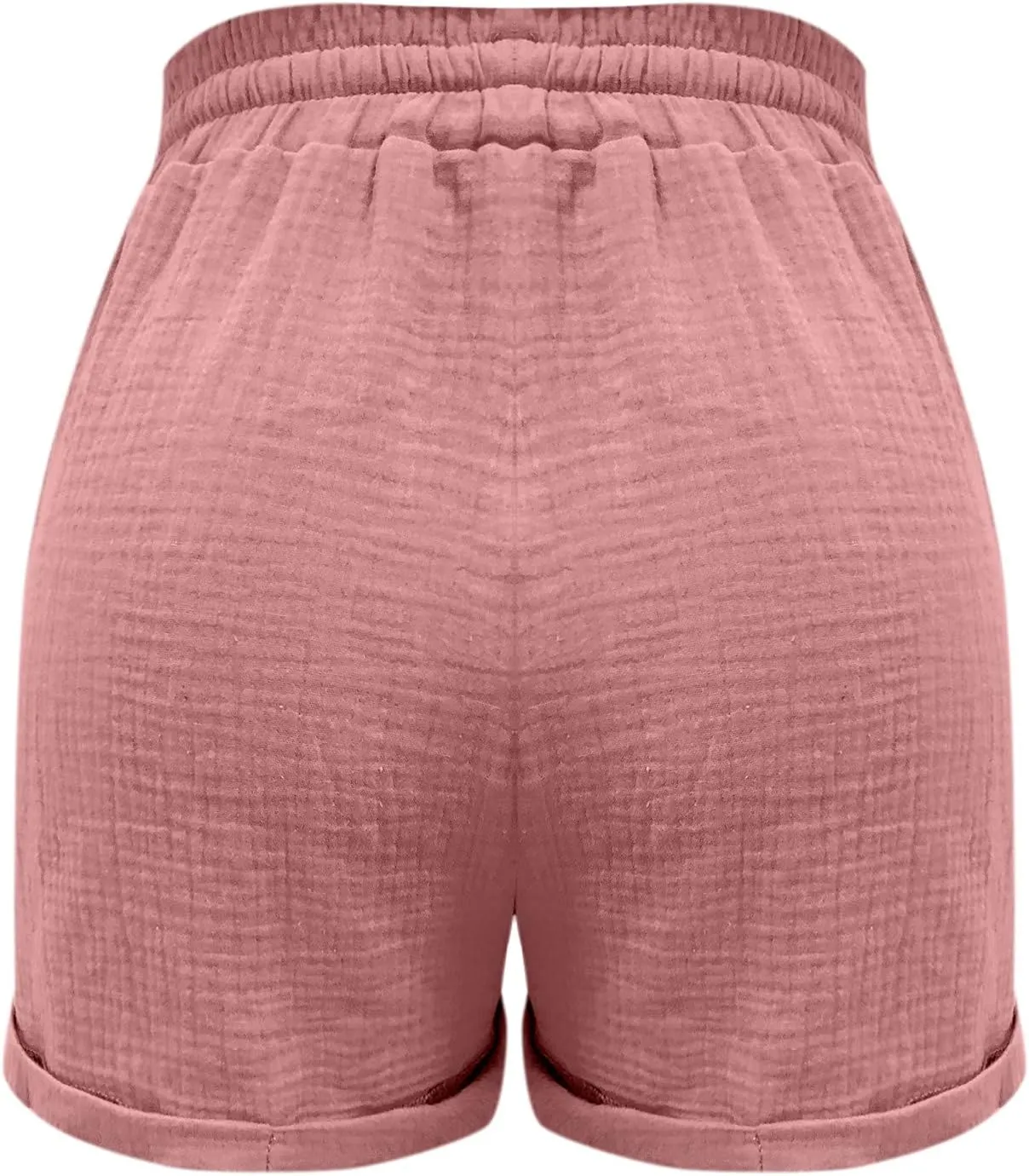 Womens Shorts for Summer Casual Linen Shorts Drawstring Elastic Waist Shorts with Pockets Comfy Bermuda Shorts Workout Shorts