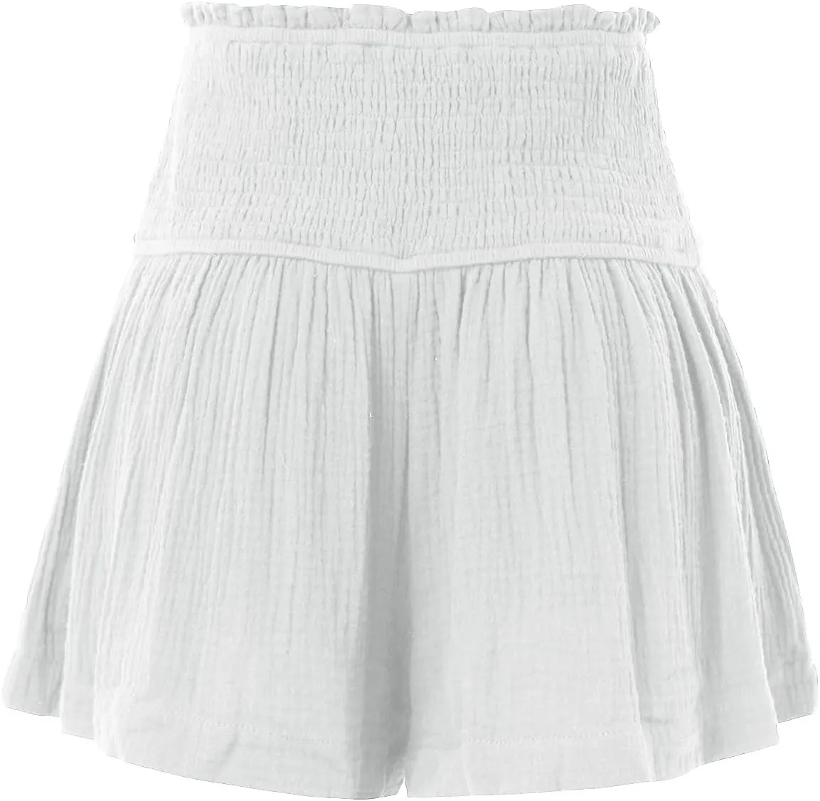 Womens Shorts Wide Leg Boho Shorts Elastic High Waist Linen Shorts Summer Beach Shorts Pleated Ruffle Yoga Shorts