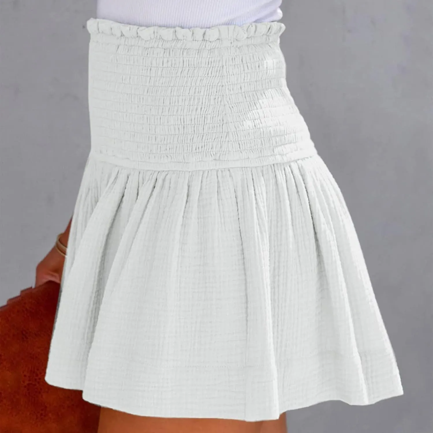 Womens Shorts Wide Leg Boho Shorts Elastic High Waist Linen Shorts Summer Beach Shorts Pleated Ruffle Yoga Shorts