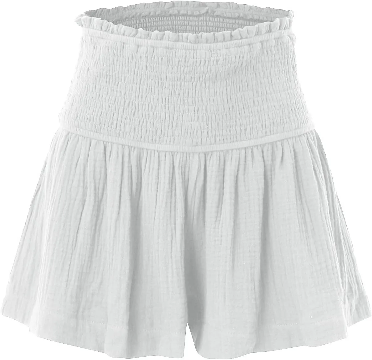 Womens Shorts Wide Leg Boho Shorts Elastic High Waist Linen Shorts Summer Beach Shorts Pleated Ruffle Yoga Shorts