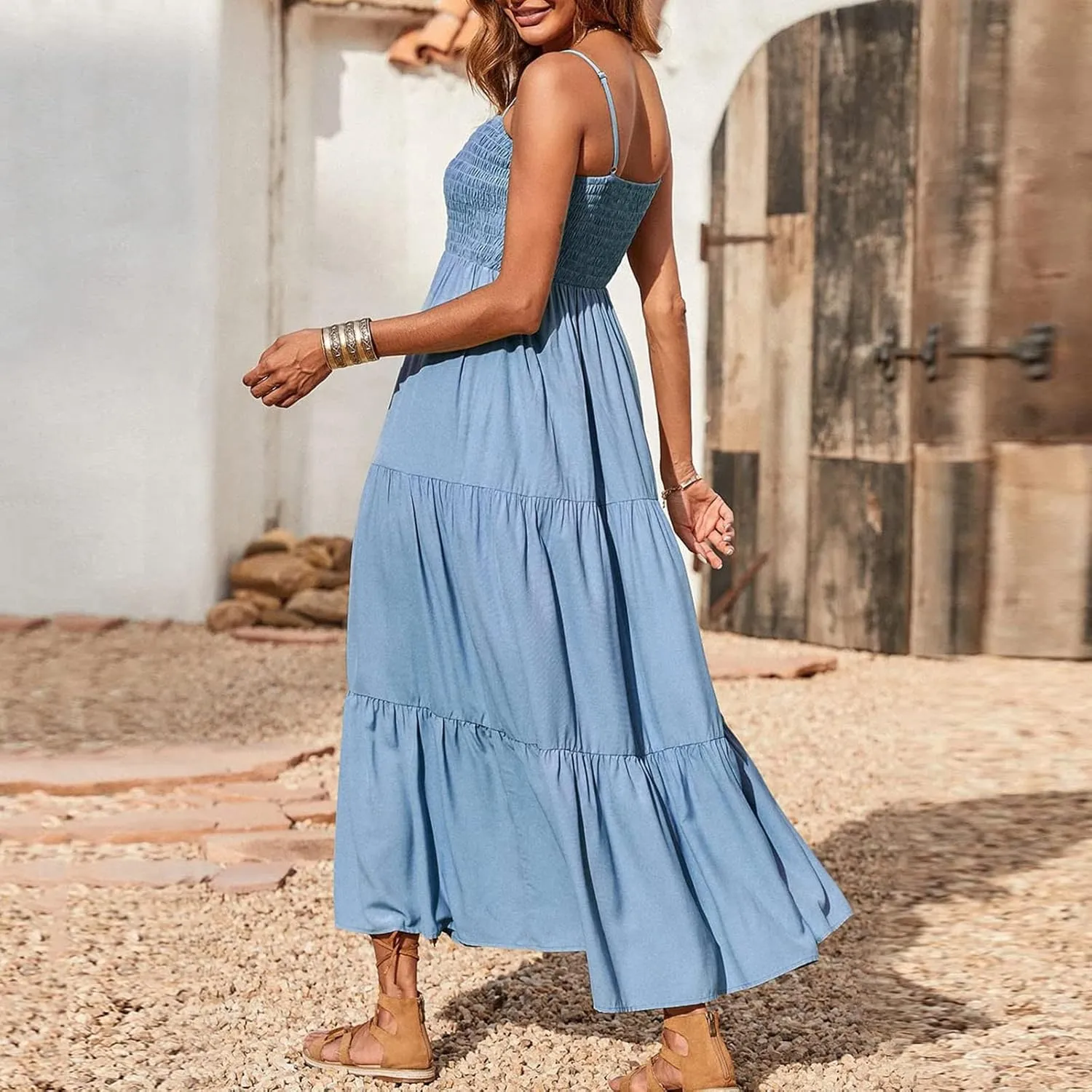 Womens Sleeveless Strapless Slip Dresses Dresses Sun Dresses for Women Beach Hawaiian Pleated Maxi Long Dresses