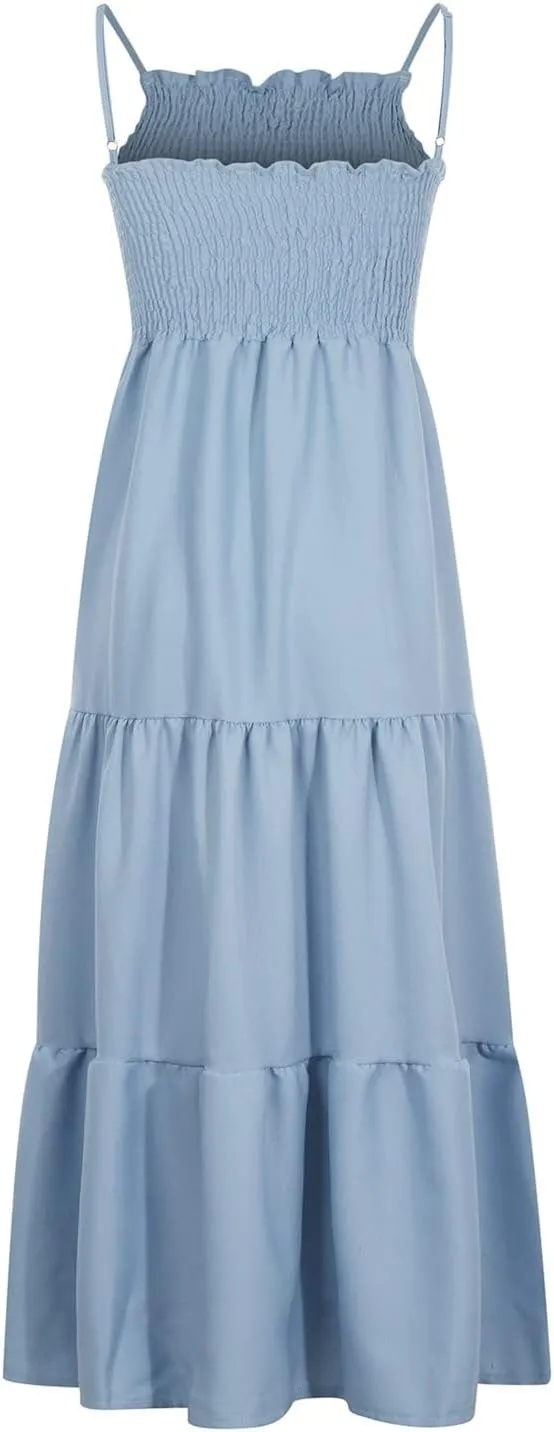 Womens Sleeveless Strapless Slip Dresses Dresses Sun Dresses for Women Beach Hawaiian Pleated Maxi Long Dresses