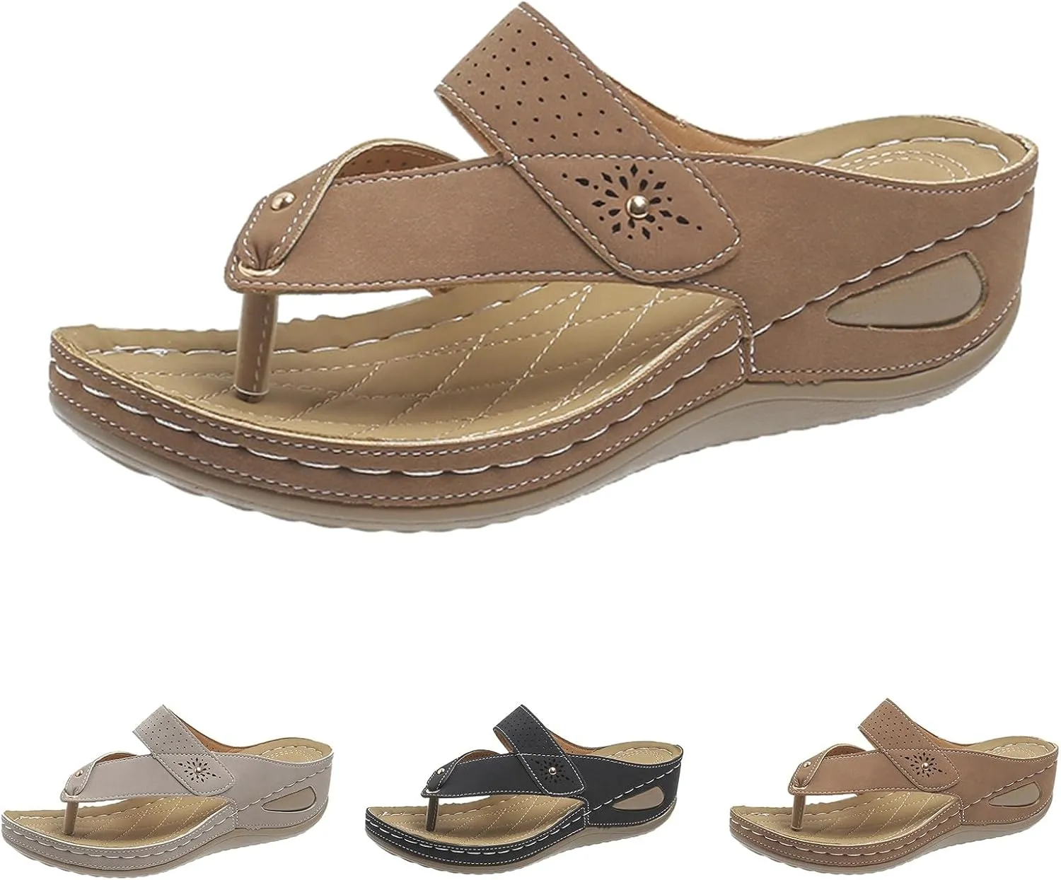 Women's Slippers Summer Clip Toe Orthopedic Wedge Heel Lightweight Flip Flops Wear Beach Womens Wool Slippers