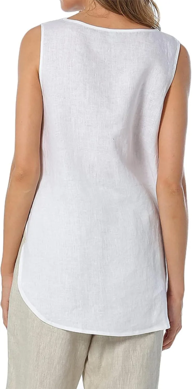 Womens Summer Casual Natural Linen Sleeveless Tank Tops Basic Lightweight Crewneck Blouse Shirts Layering Tee
