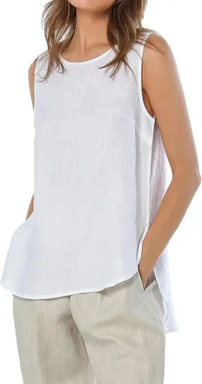 Womens Summer Casual Natural Linen Sleeveless Tank Tops Basic Lightweight Crewneck Blouse Shirts Layering Tee