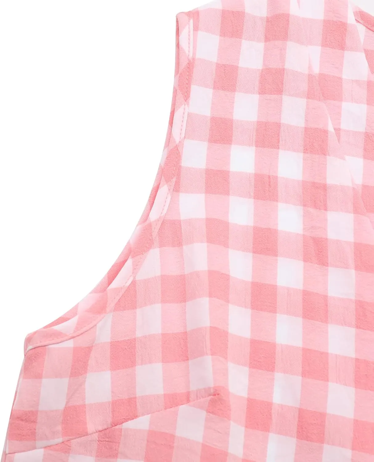 Women's Summer Casual V-Neck Sleeveless Plaid Button Dress