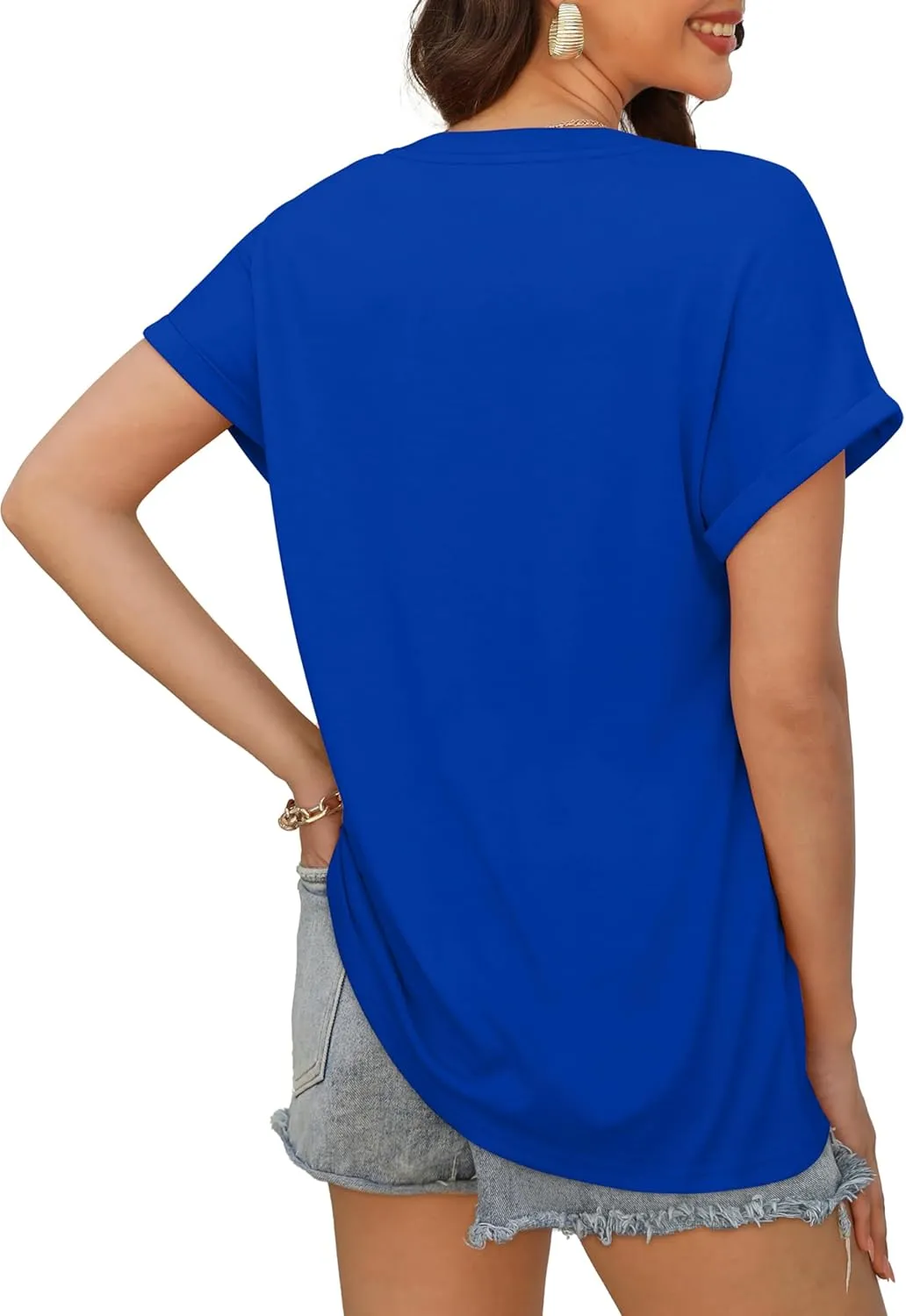 XIEERDUO Womens Summer Tops Short Sleeve Shirts Casual V Neck T Shirt Loose Fit Comfy
