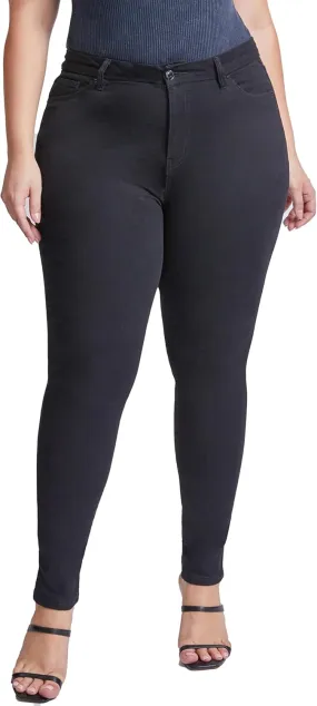 YMI Womens Curvy Fit 1-Button Tailored Wannabettabutt High Rise Skinny Jean Made with Recycled Fibers