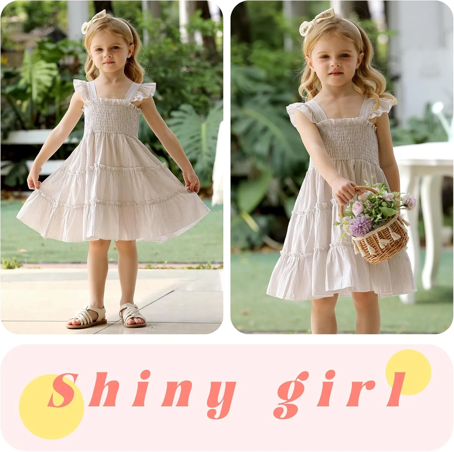 YOUNGER TREE Toddler Girl Dress Baby Girls Summer Clothes Ruffle Sleeve Floral Smock Beach Boho Dresses Sundress