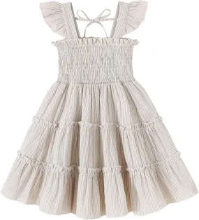 YOUNGER TREE Toddler Girl Dress Baby Girls Summer Clothes Ruffle Sleeve Floral Smock Beach Boho Dresses Sundress