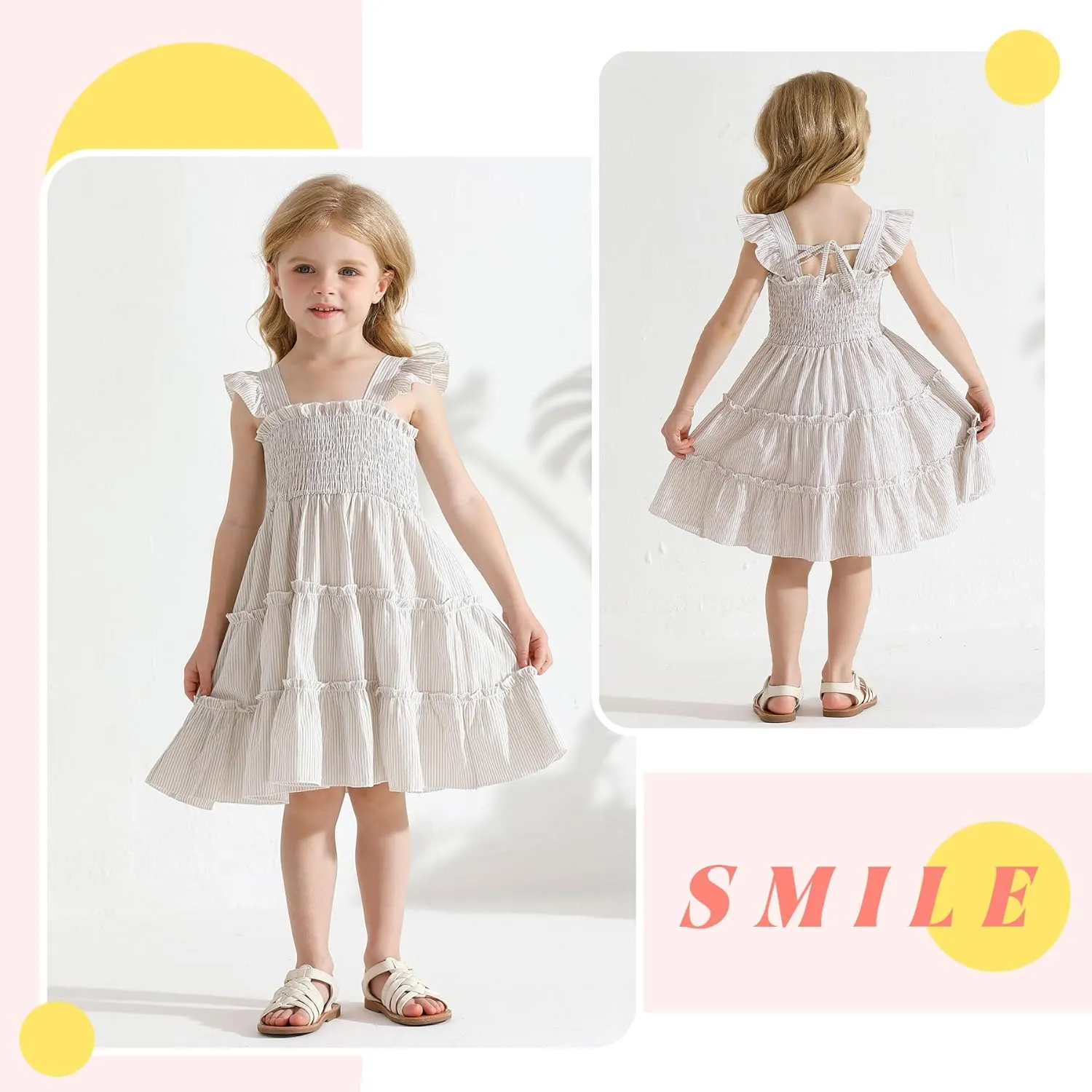 YOUNGER TREE Toddler Girl Dress Baby Girls Summer Clothes Ruffle Sleeve Floral Smock Beach Boho Dresses Sundress